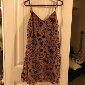 Pink shift dress. With velvet designs